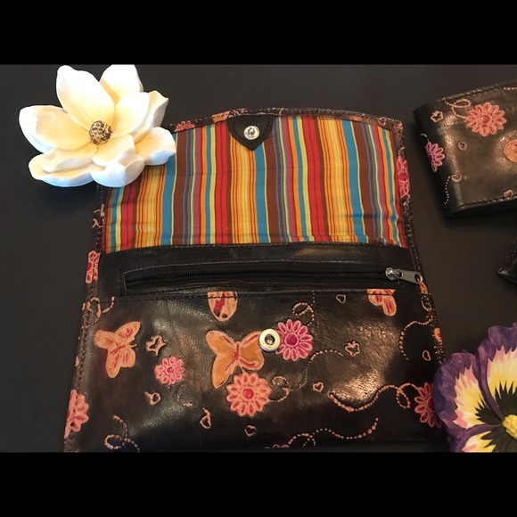 Mexican wallet clutch , Goat Leather butterflies - Picture 5 of 8